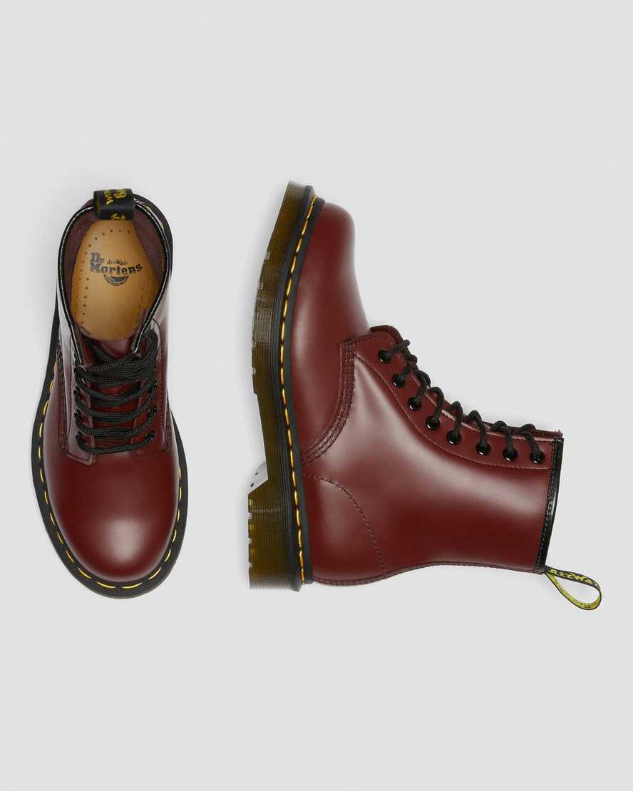 röda dr martens 1460 smooth damstövlar med snörning