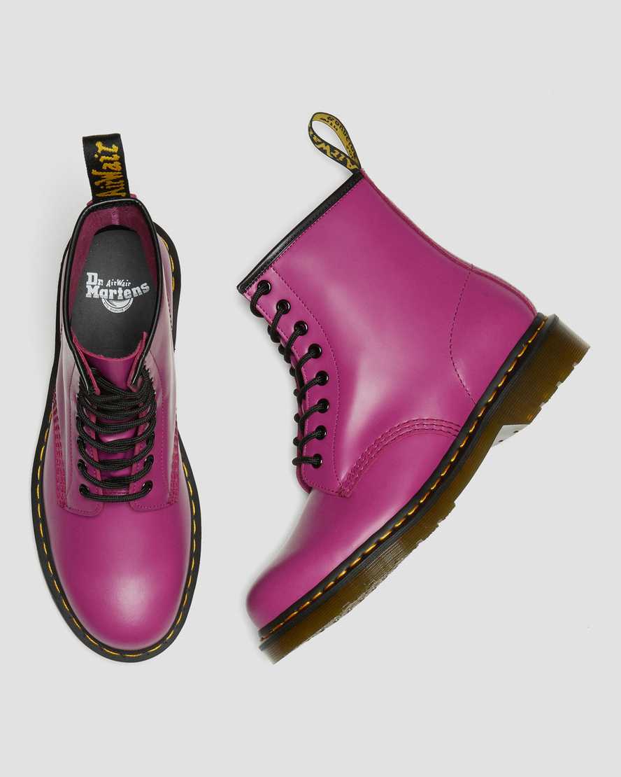 rosa dr martens 1460 smooth damstövlar med snörning