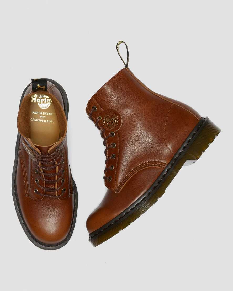bruna dr martens 1460 pascal damstövlar med snörning