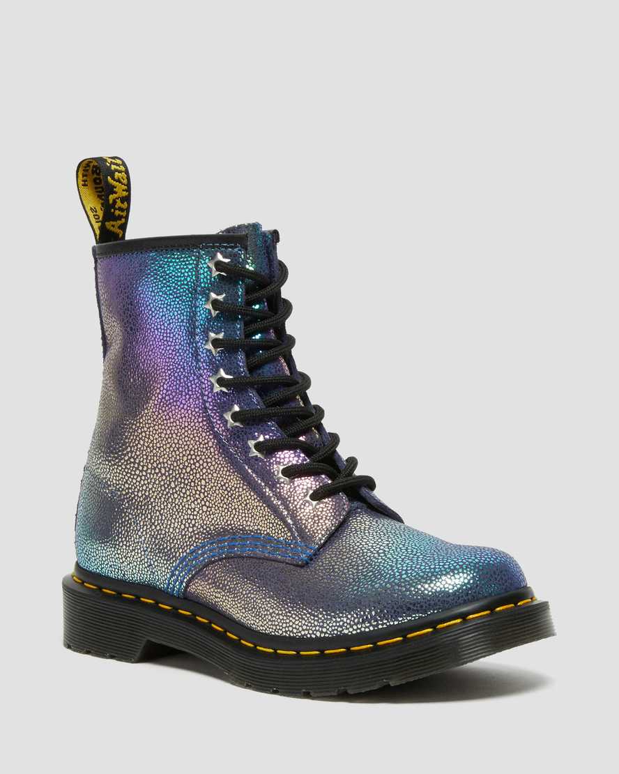 flerfärgade dr martens 1460 rainbow ray damstövlar med snörning
