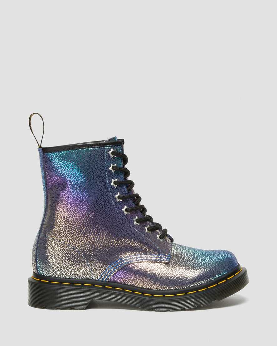 flerfärgade dr martens 1460 rainbow ray damstövlar med snörning