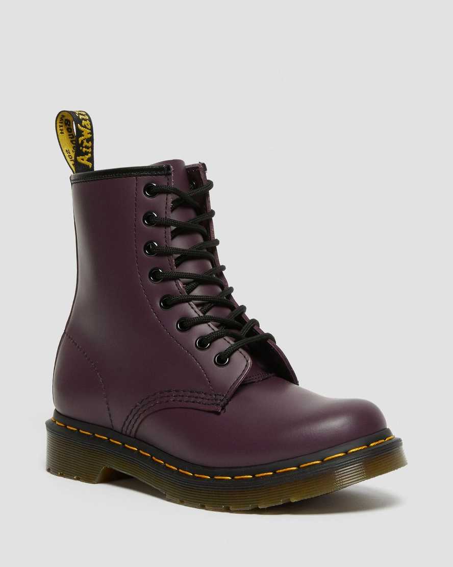 lila dr martens 1460 smooth damstövlar med snörning