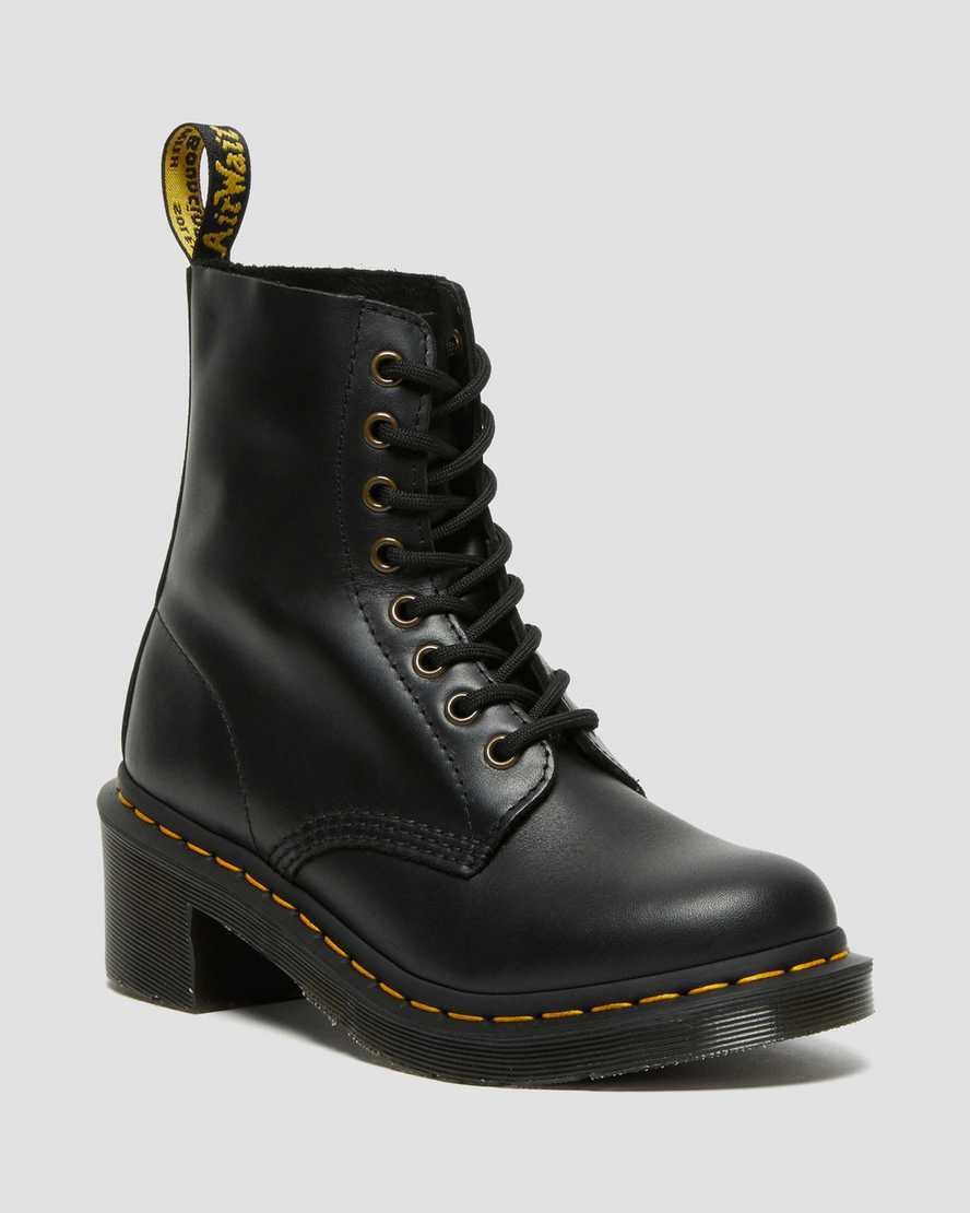 svarta dr martens clemency heeled damstövlar med snörning