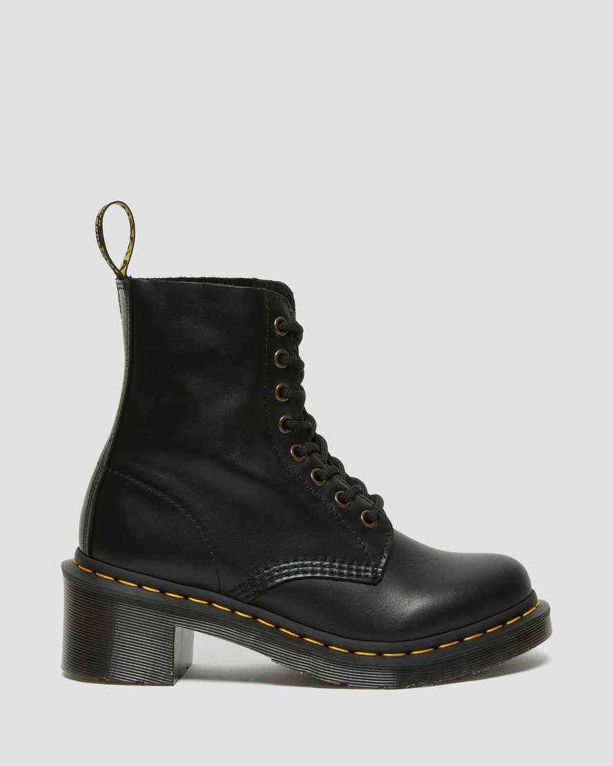svarta dr martens clemency heeled damstövlar med snörning