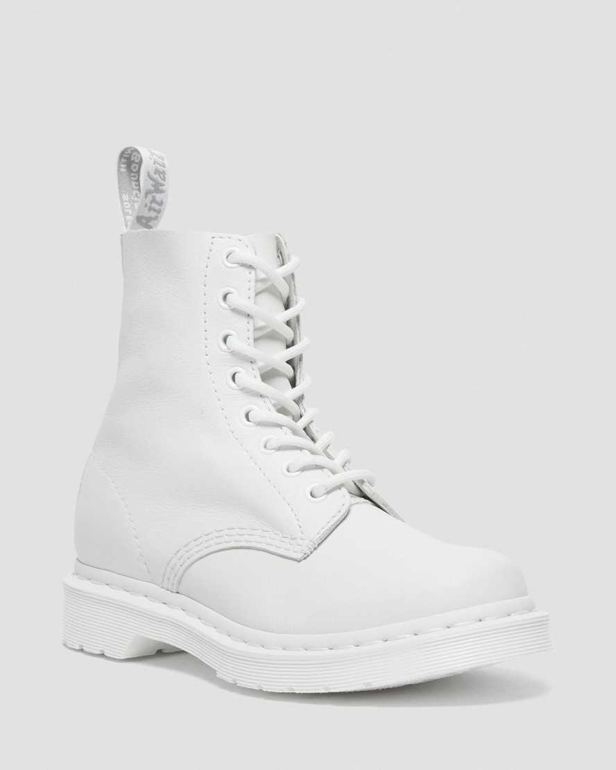 vita dr martens 1460 pascal mono damstövlar med snörning