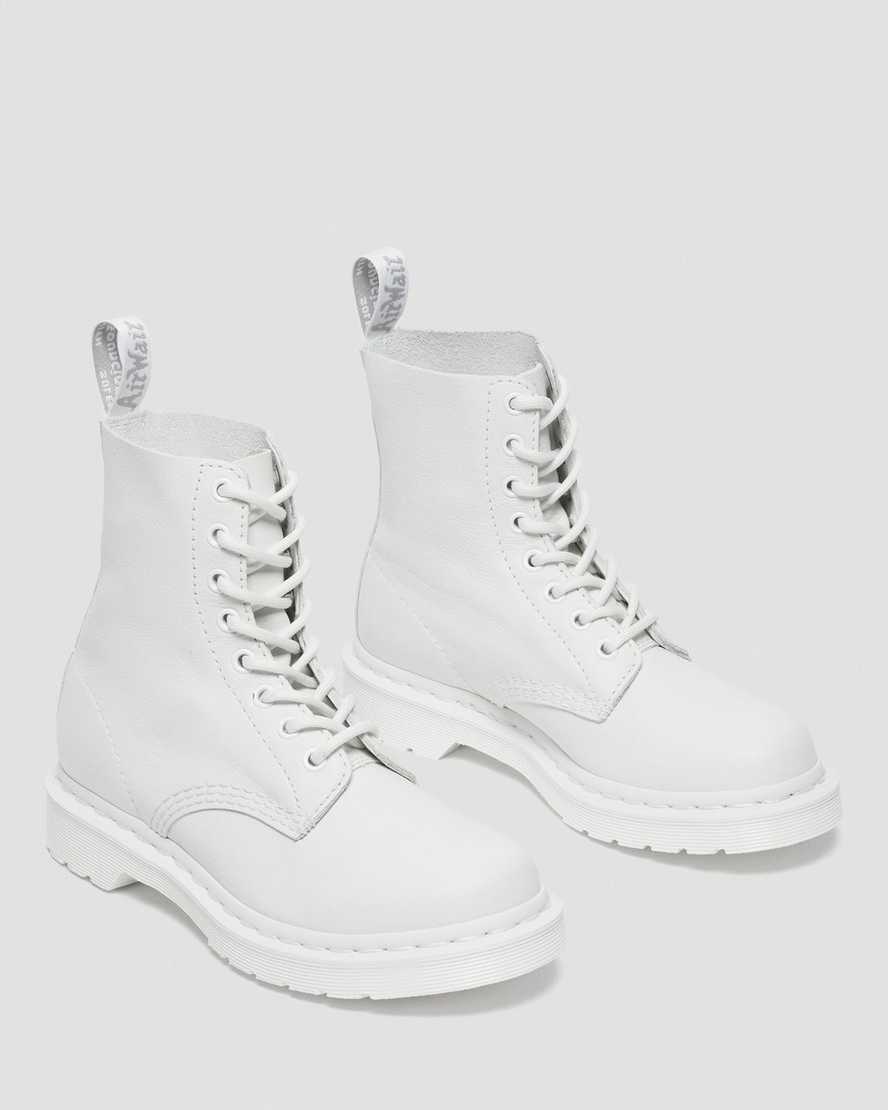 vita dr martens 1460 pascal mono damstövlar med snörning
