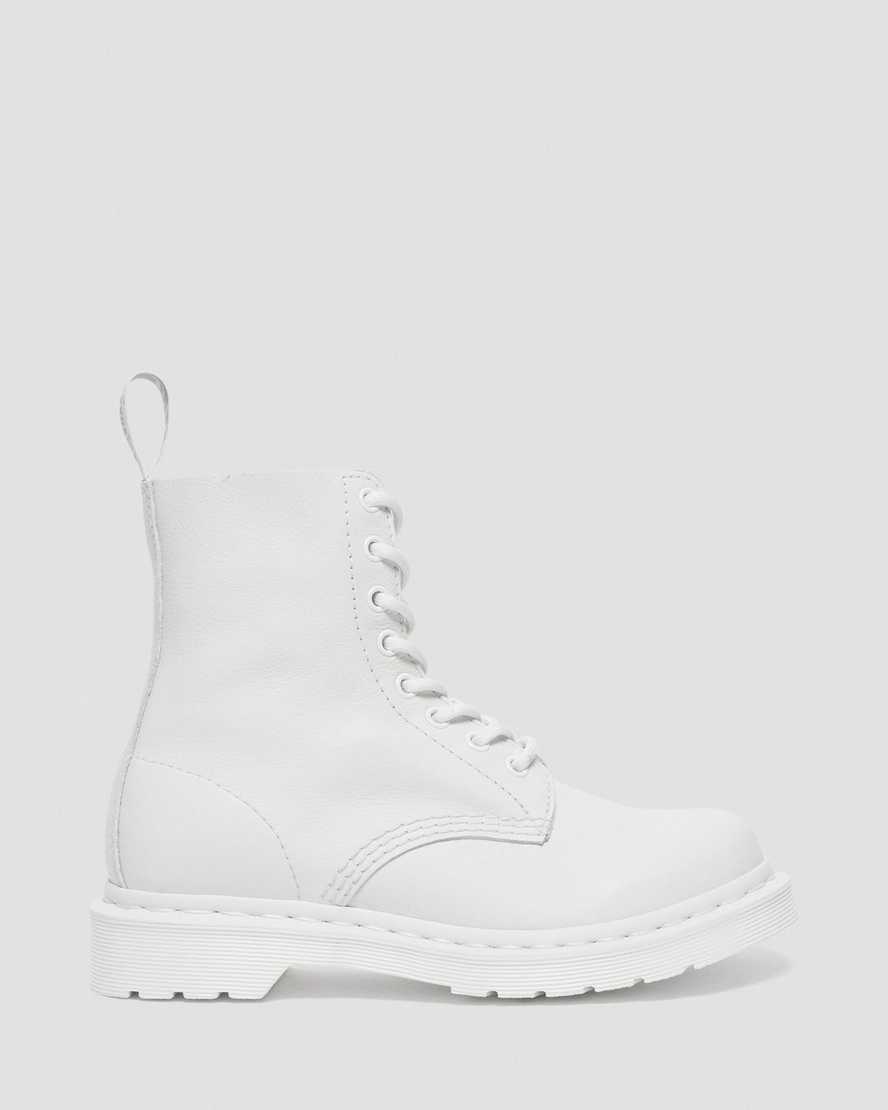 vita dr martens 1460 pascal mono damstövlar med snörning