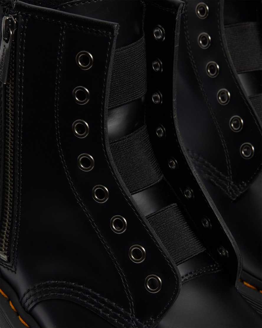 svarta dr martens 1460 elastic smooth damstövlar med snörning