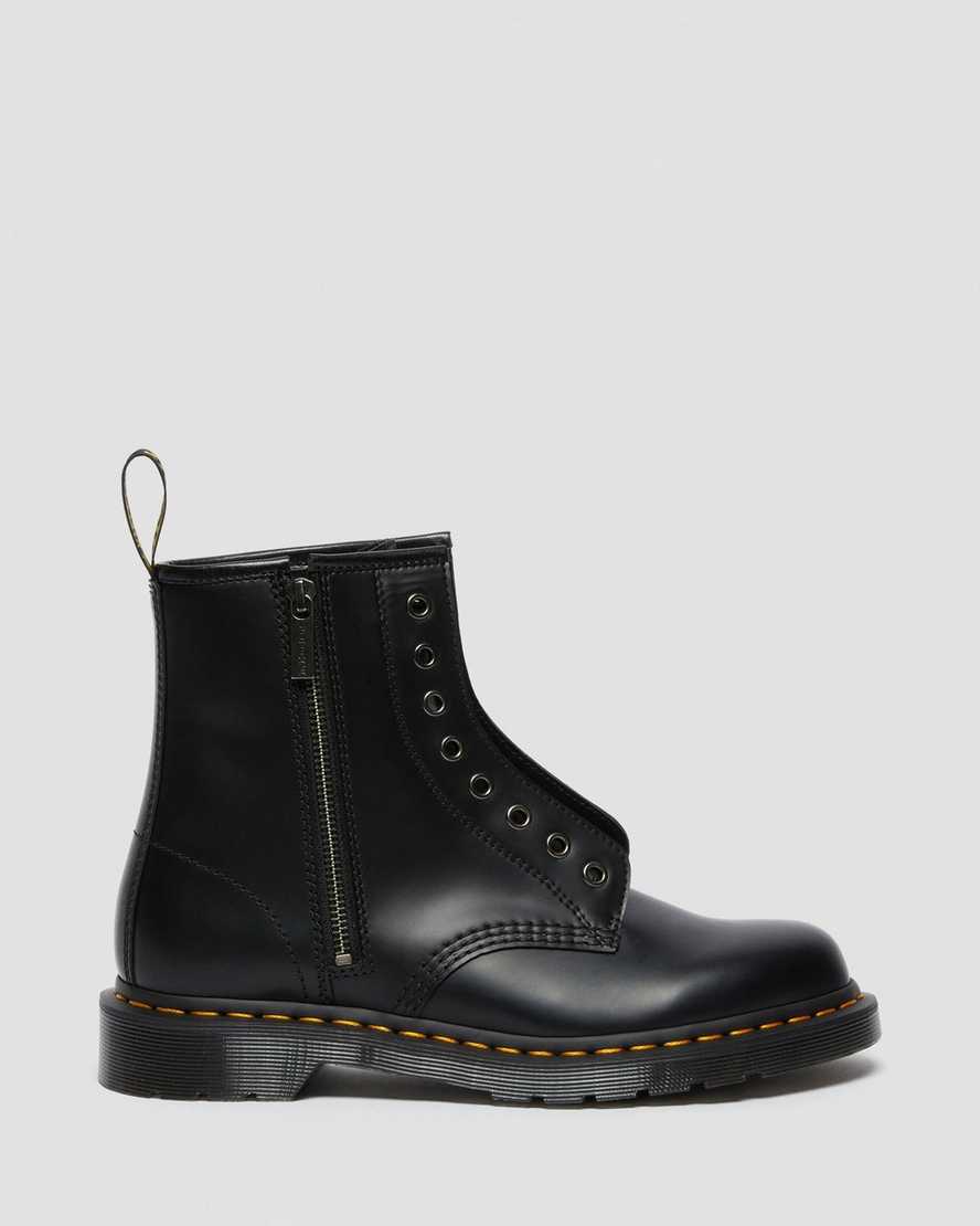 svarta dr martens 1460 elastic smooth damstövlar med snörning