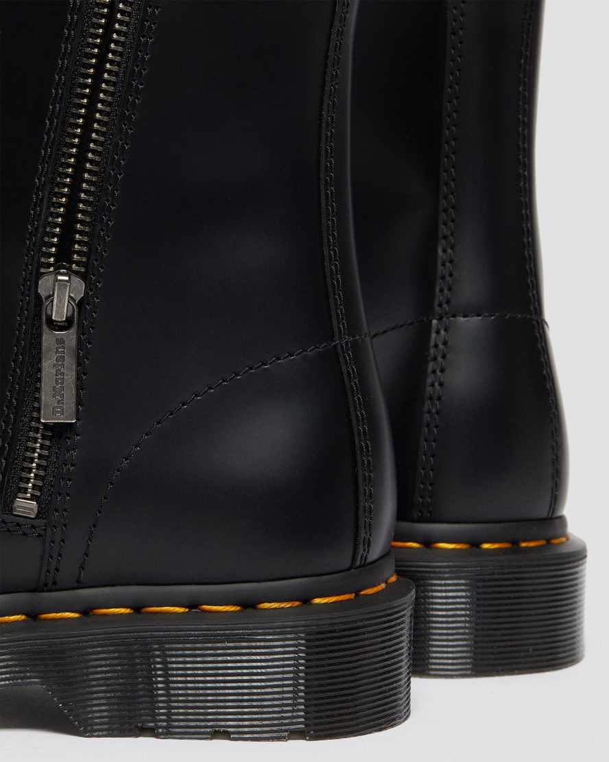 svarta dr martens 1460 elastic smooth damstövlar med snörning