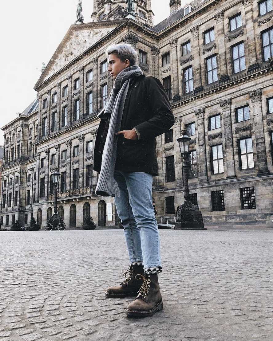 bruna dr martens 1460 crazy horse damstövlar med snörning