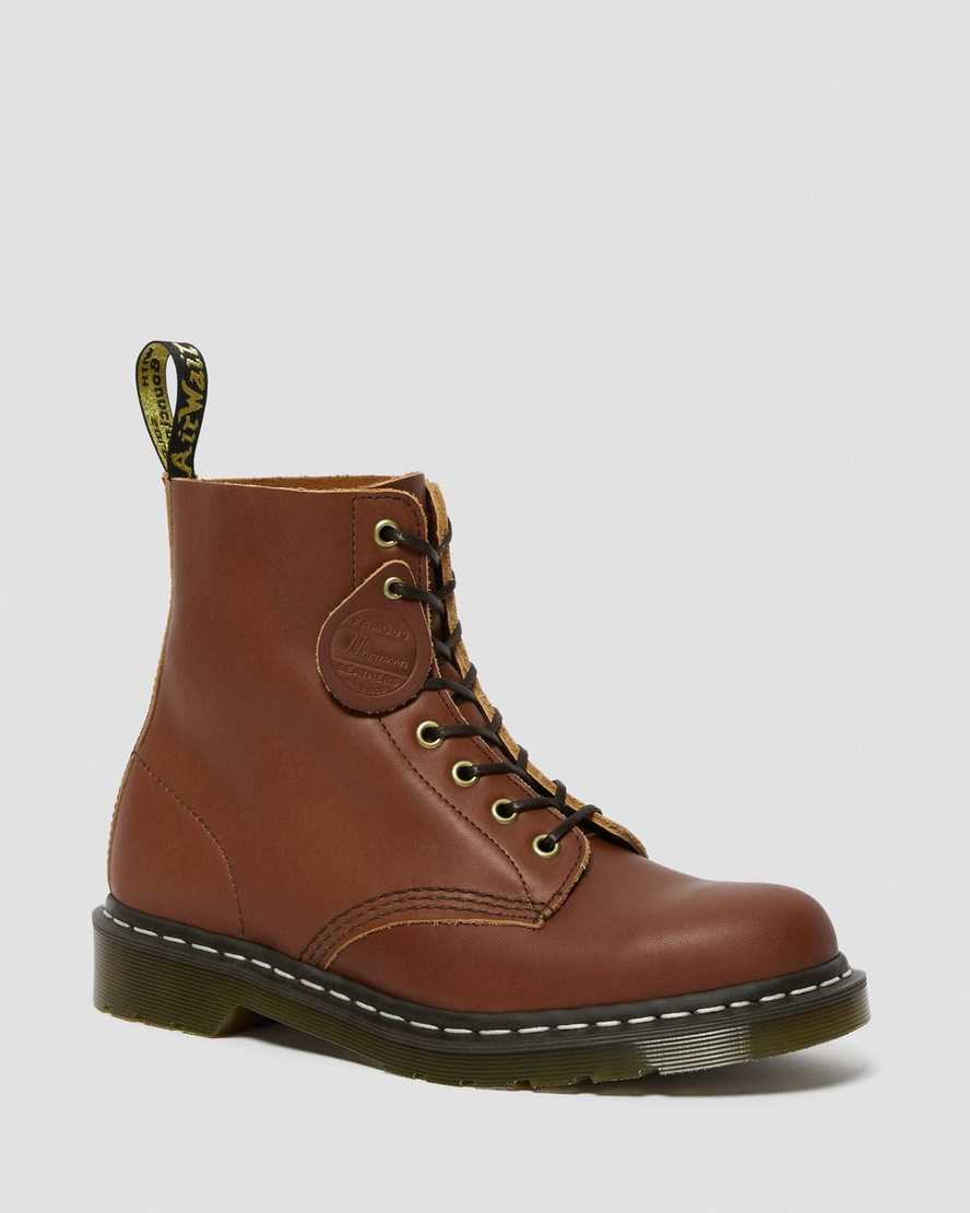 bruna dr martens 1460 veg tan damstövlar med snörning