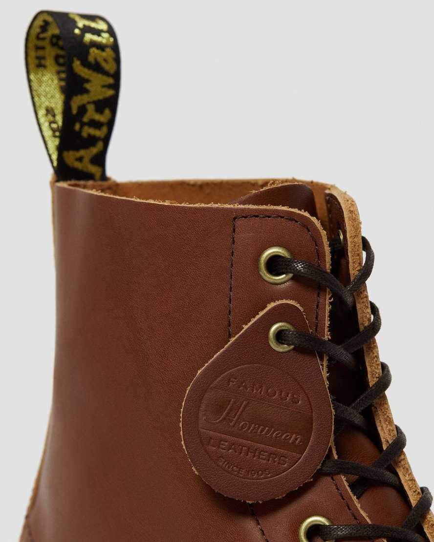 bruna dr martens 1460 veg tan damstövlar med snörning
