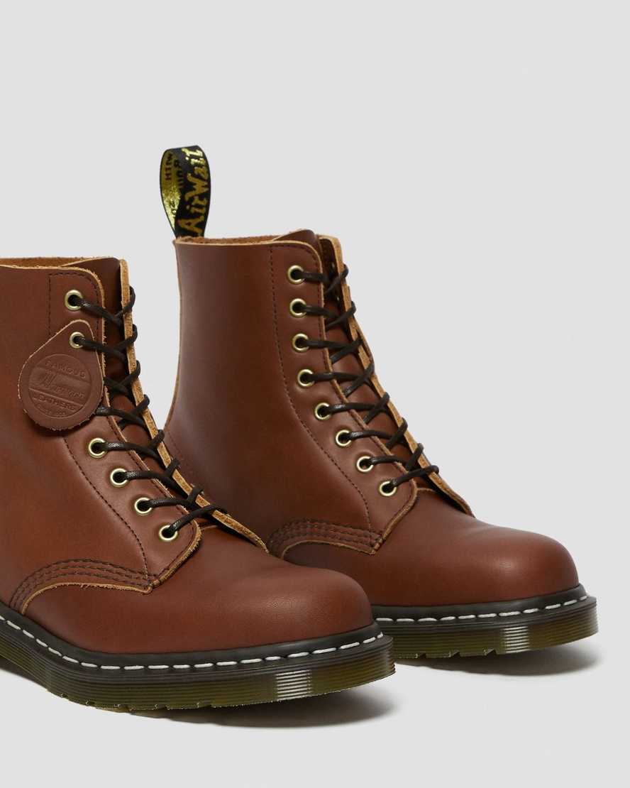 bruna dr martens 1460 veg tan damstövlar med snörning