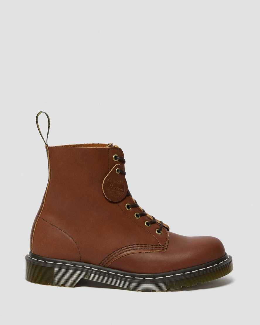 bruna dr martens 1460 veg tan damstövlar med snörning