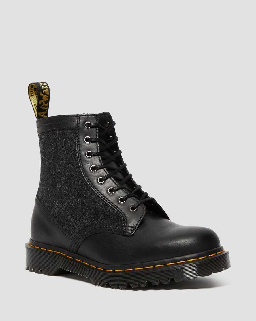 svarta dr martens 1460 harris tweed damstövlar med snörning