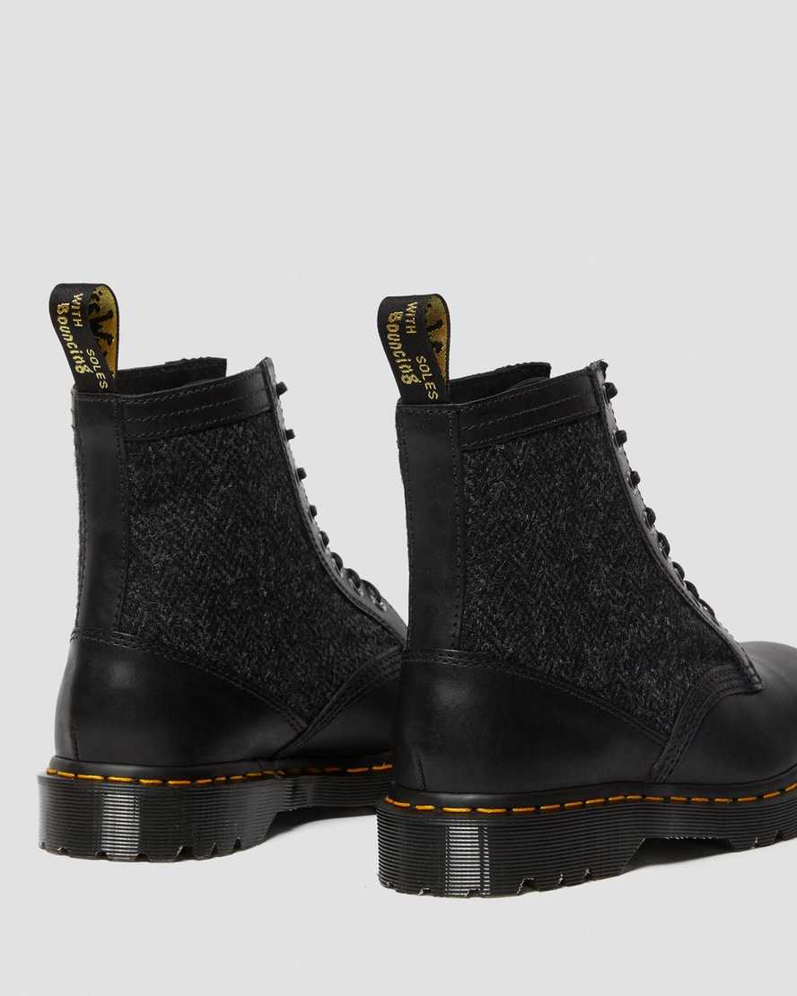 svarta dr martens 1460 harris tweed damstövlar med snörning