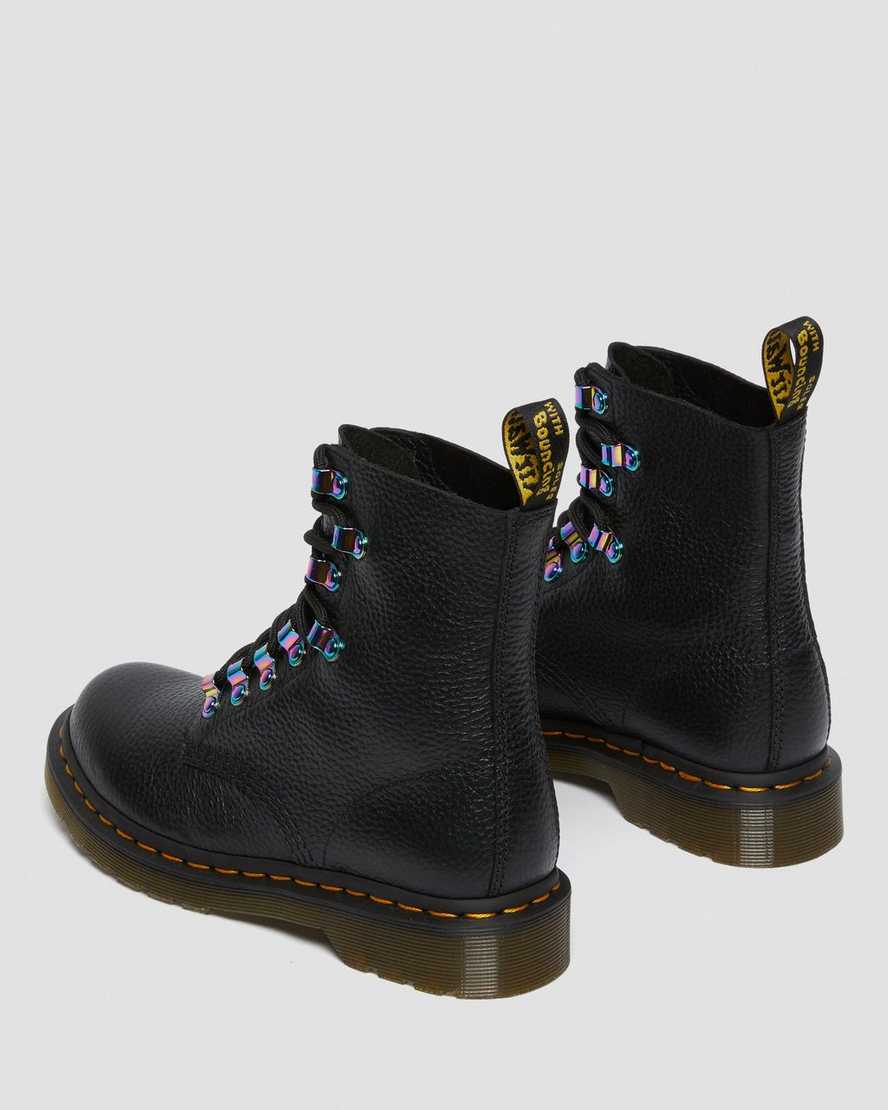svarta dr martens 1460 pascal iridescent hardware damstövlar med snörning