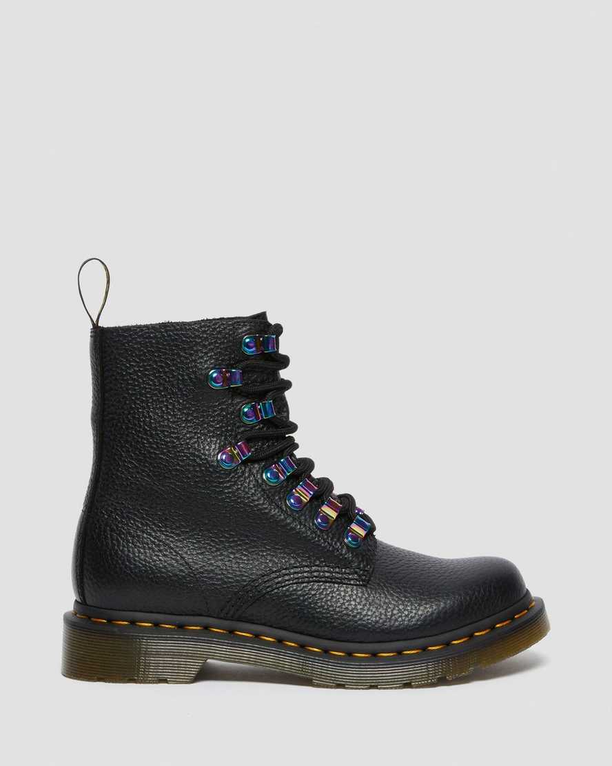 svarta dr martens 1460 pascal iridescent hardware damstövlar med snörning
