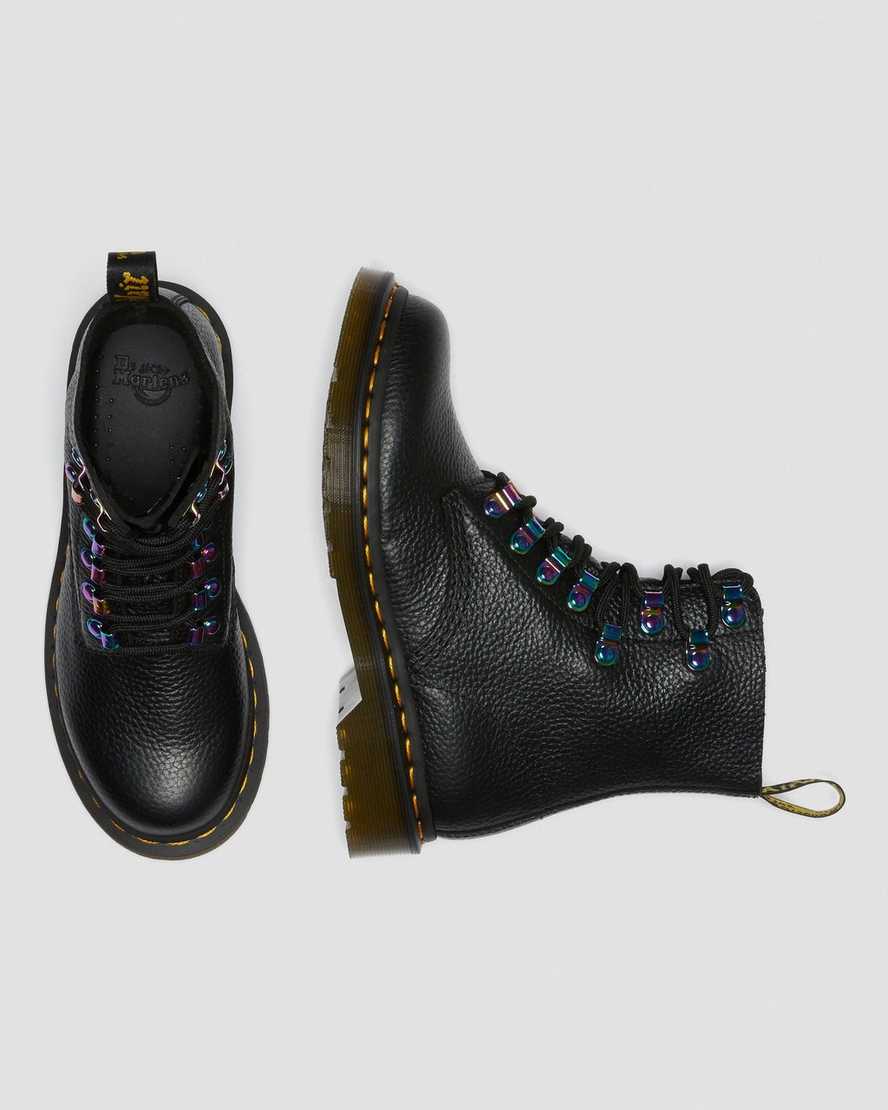 svarta dr martens 1460 pascal iridescent hardware damstövlar med snörning
