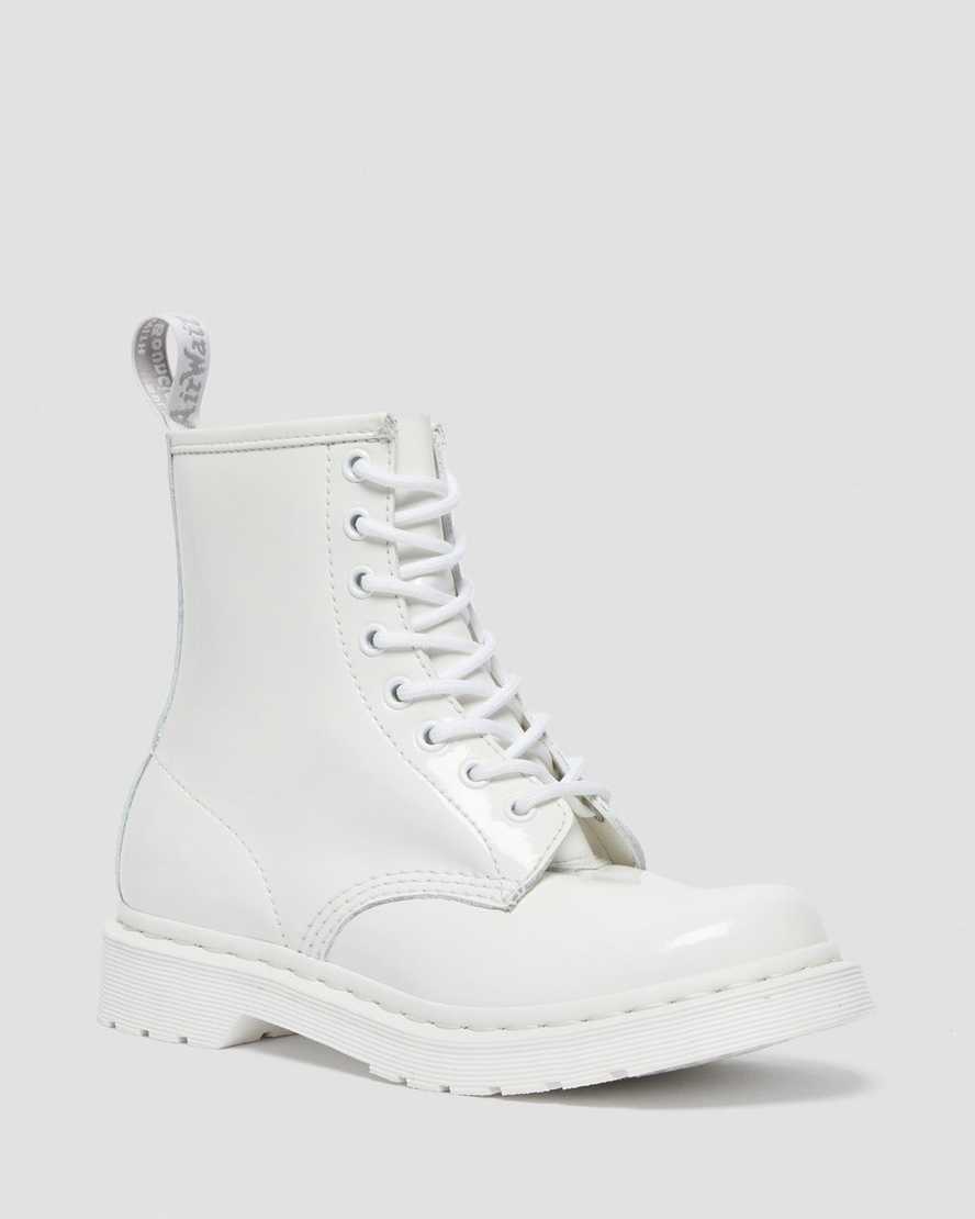 vita dr martens 1460 mono patent damstövlar med snörning
