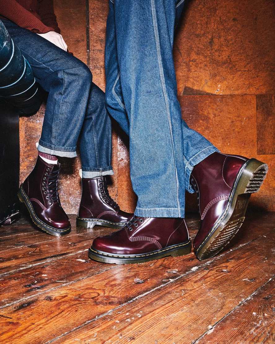 röda dr martens 1460 damstövlar med snörning