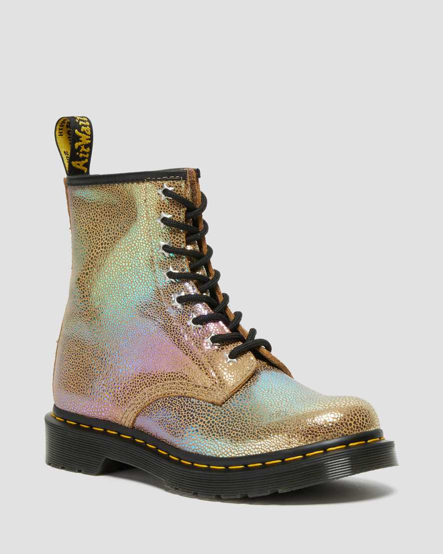 bruna dr martens 1460 rainbow ray damstövlar med snörning
