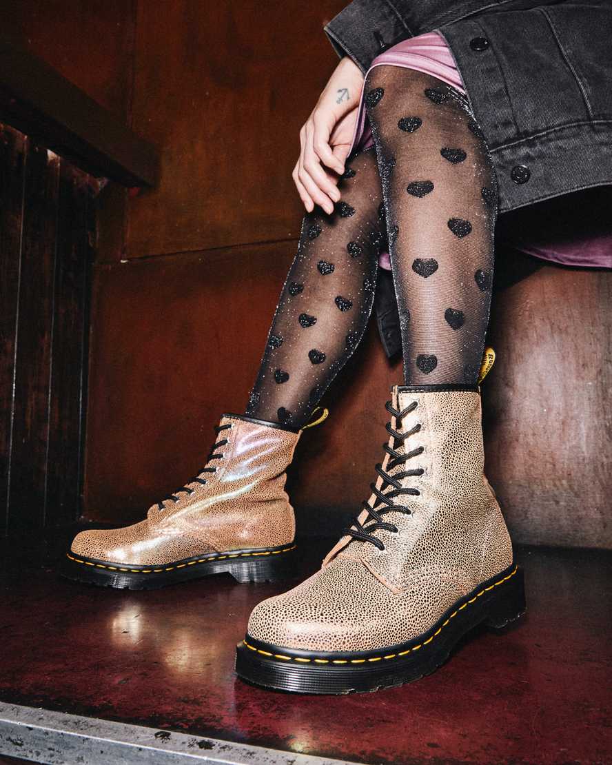 bruna dr martens 1460 rainbow ray damstövlar med snörning
