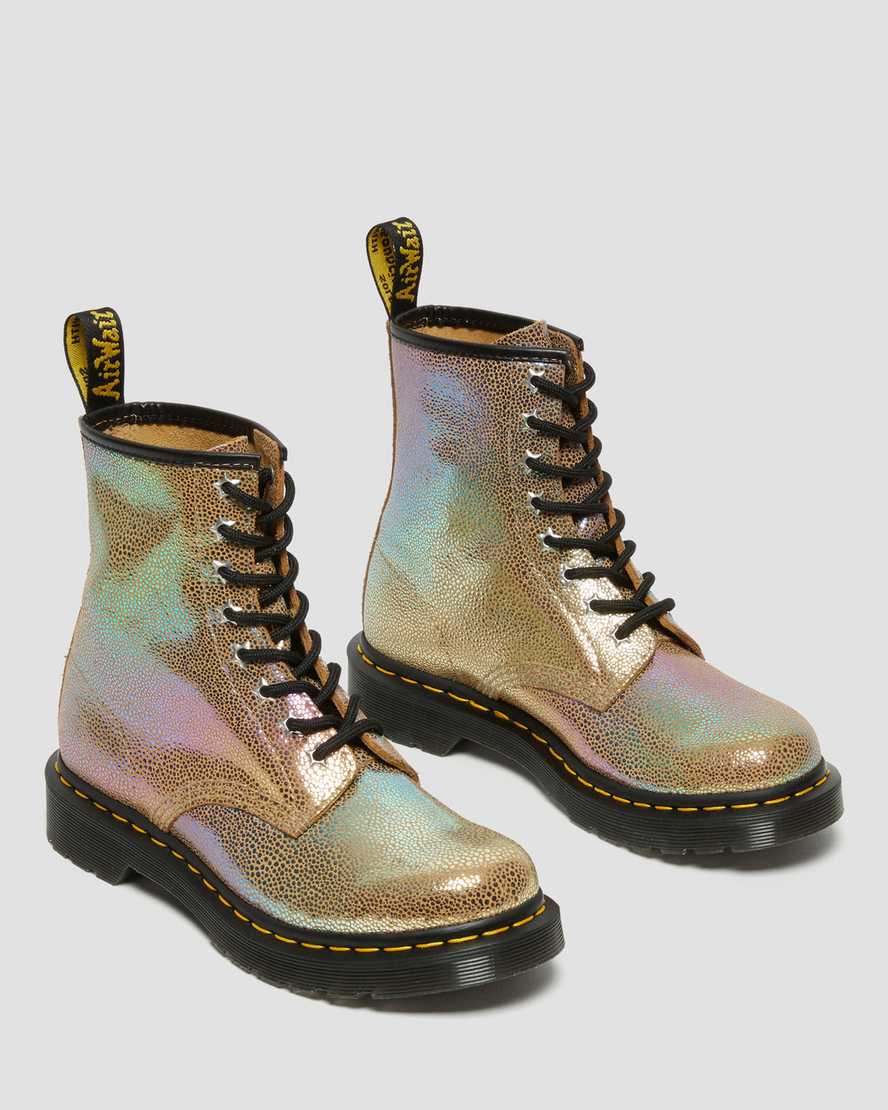 bruna dr martens 1460 rainbow ray damstövlar med snörning