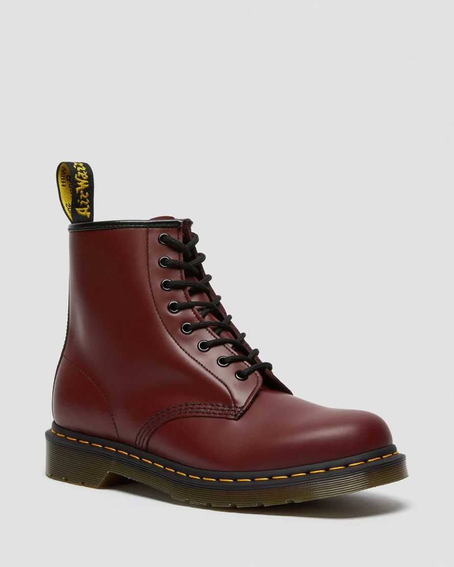 röda dr martens 1460 smooth damstövlar med snörning