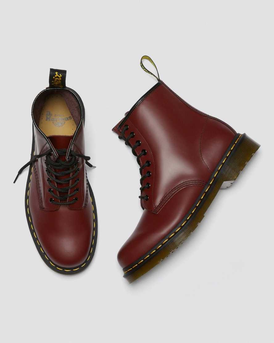 röda dr martens 1460 smooth damstövlar med snörning
