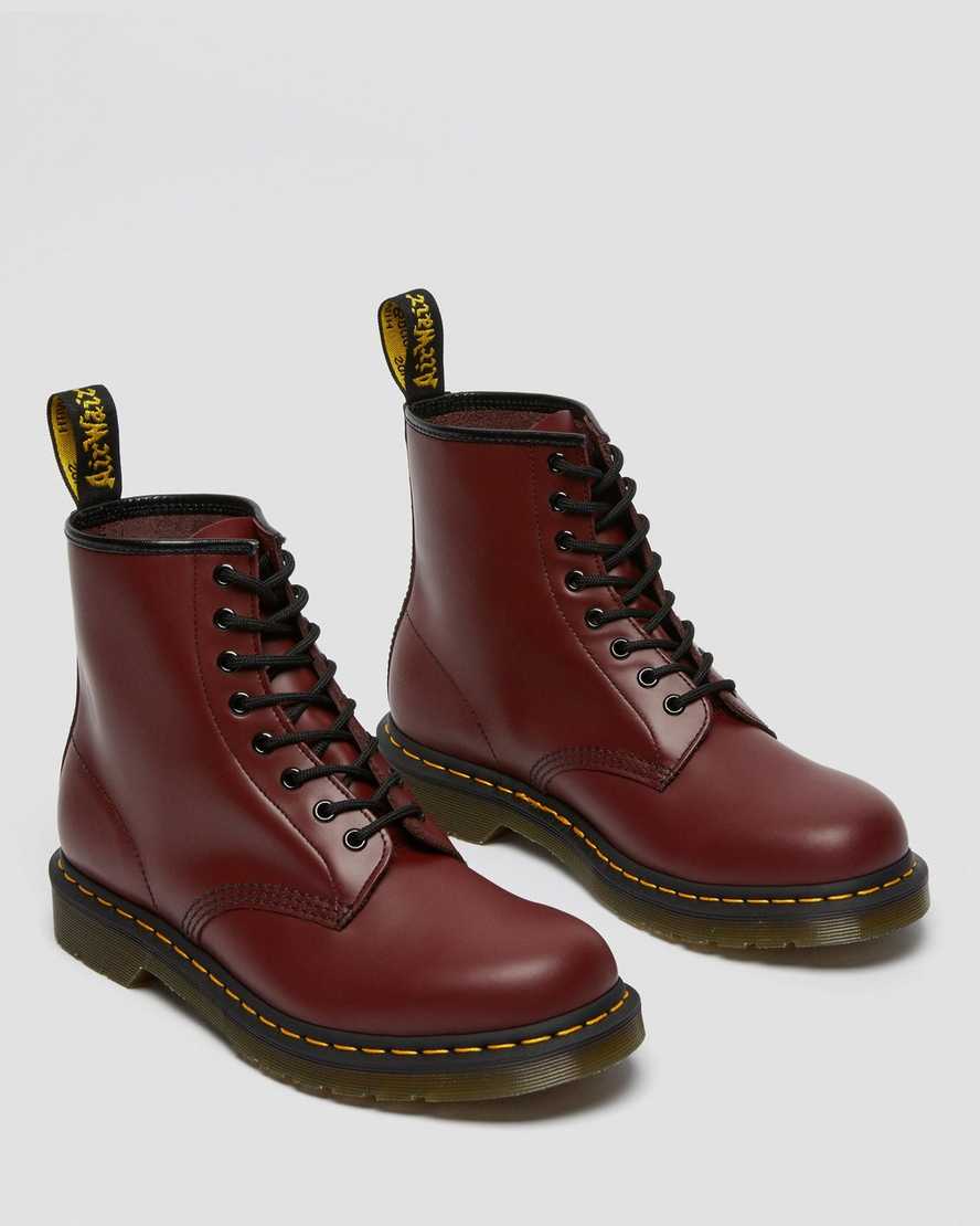 röda dr martens 1460 smooth damstövlar med snörning
