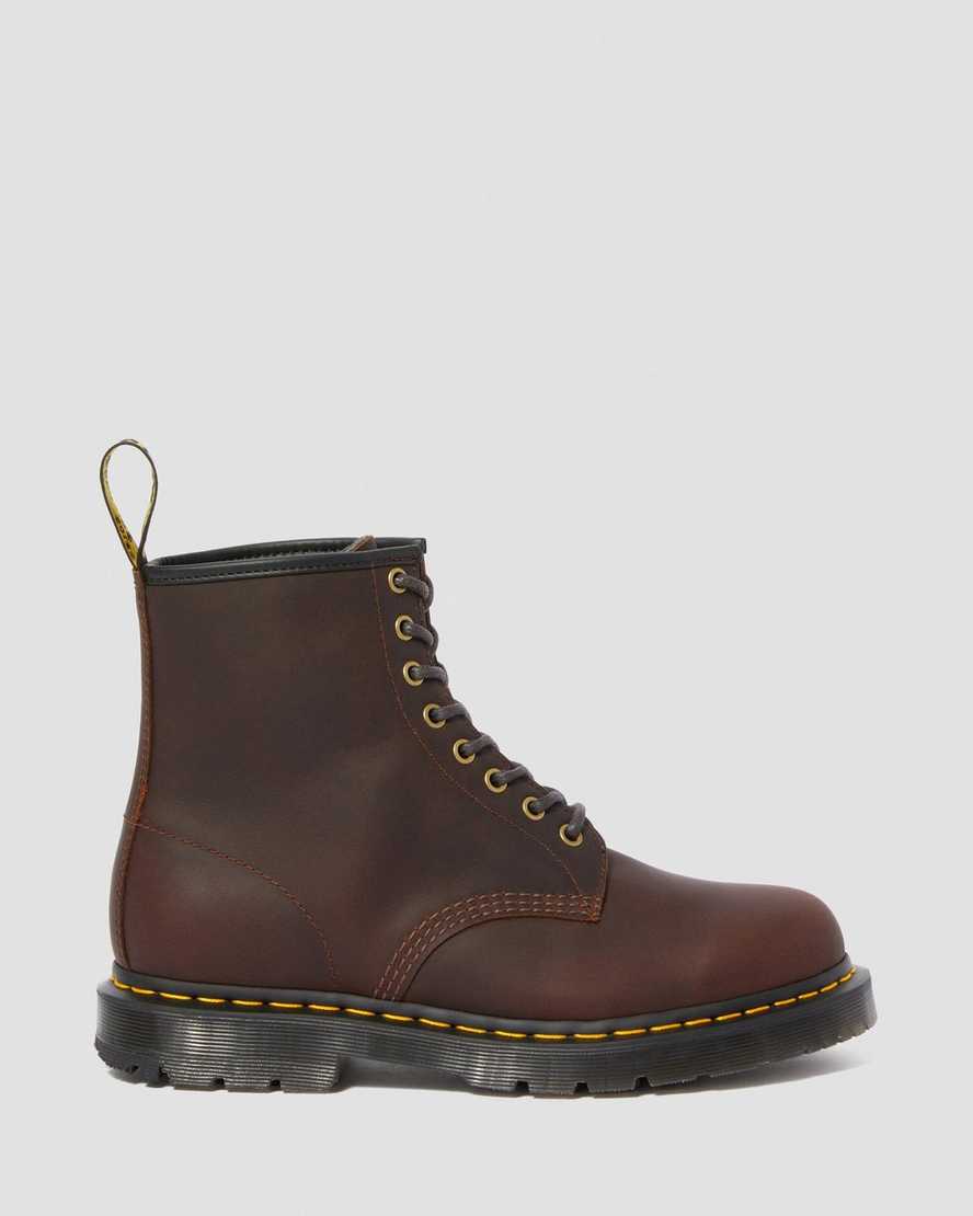 mörkbruna dr martens 1460 dms wintergrip damstövlar med snörning