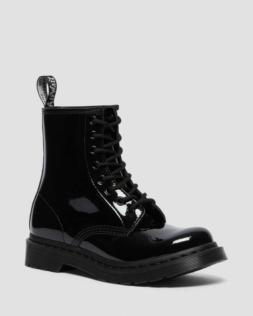svarta dr martens 1460 mono patent damstövlar med snörning