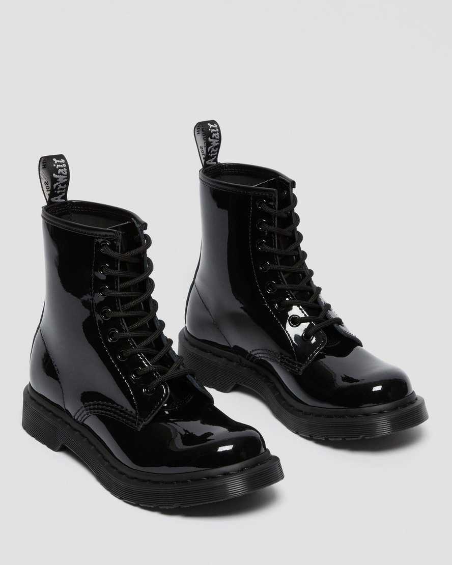 svarta dr martens 1460 mono patent damstövlar med snörning