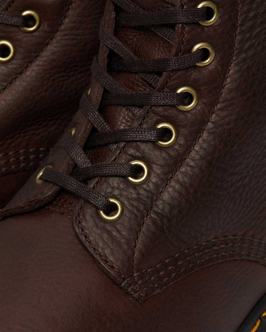 bruna dr martens 1460 pascal fodrade stövlar med fuskpäls för damer
