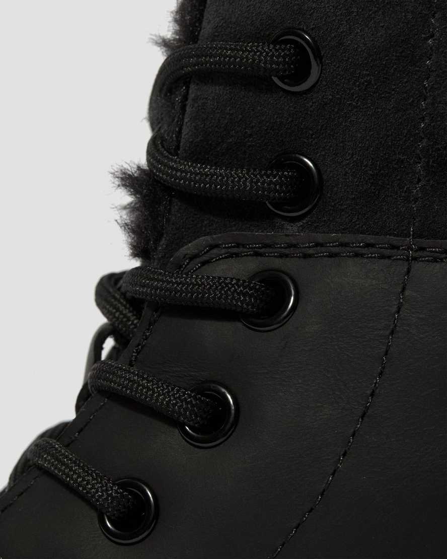 svarta dr martens 1460 dms wintergrip fuskpäls fodrade kängor för dam