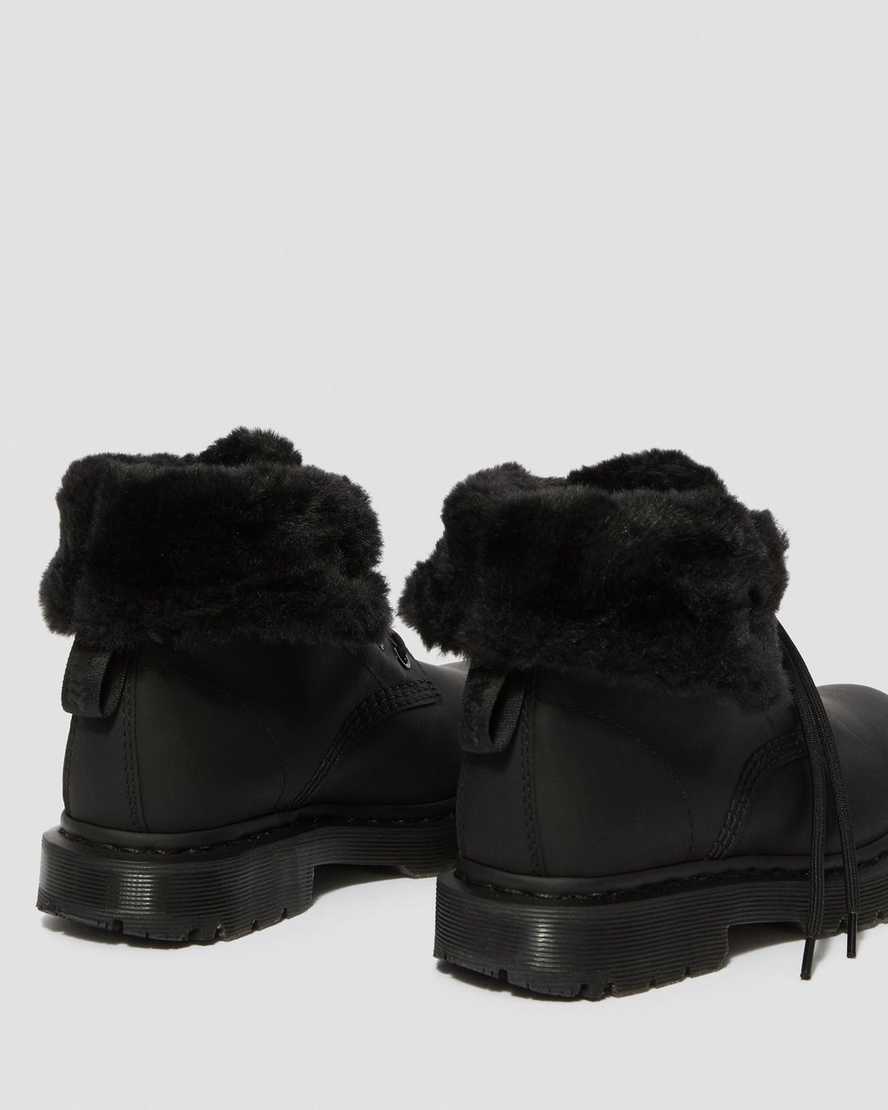 svarta dr martens 1460 dms wintergrip fuskpäls fodrade kängor för dam