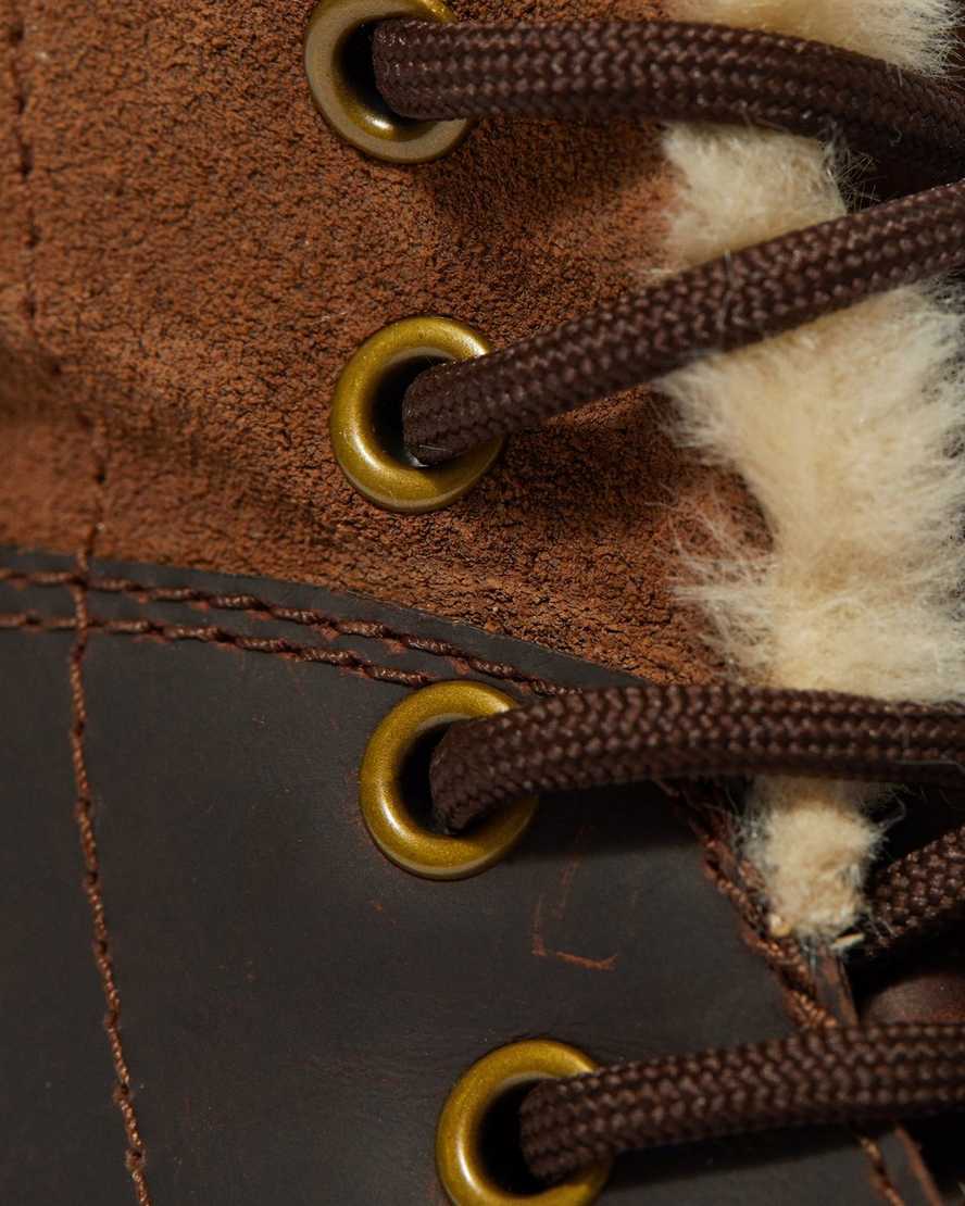 mörkbruna dr martens 1460 dms wintergrip fuskpäls fodrade kängor för dam
