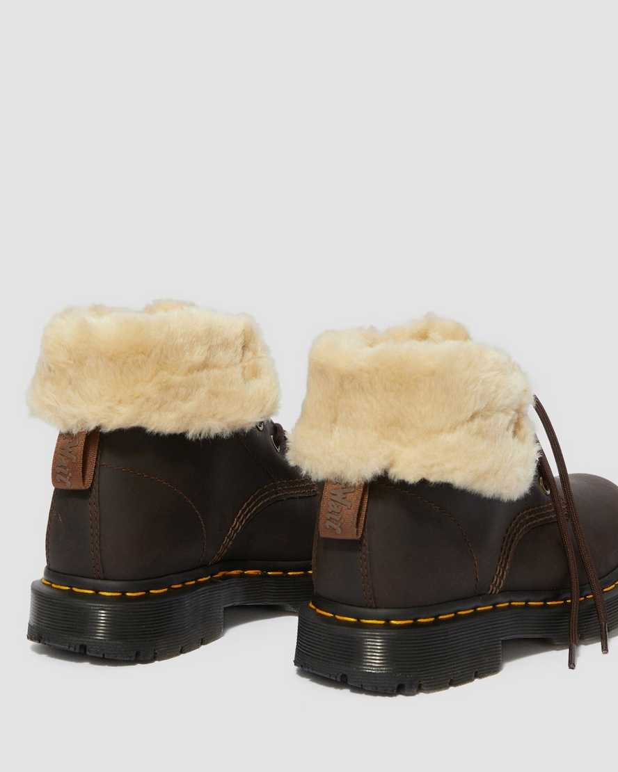 mörkbruna dr martens 1460 dms wintergrip fuskpäls fodrade kängor för dam