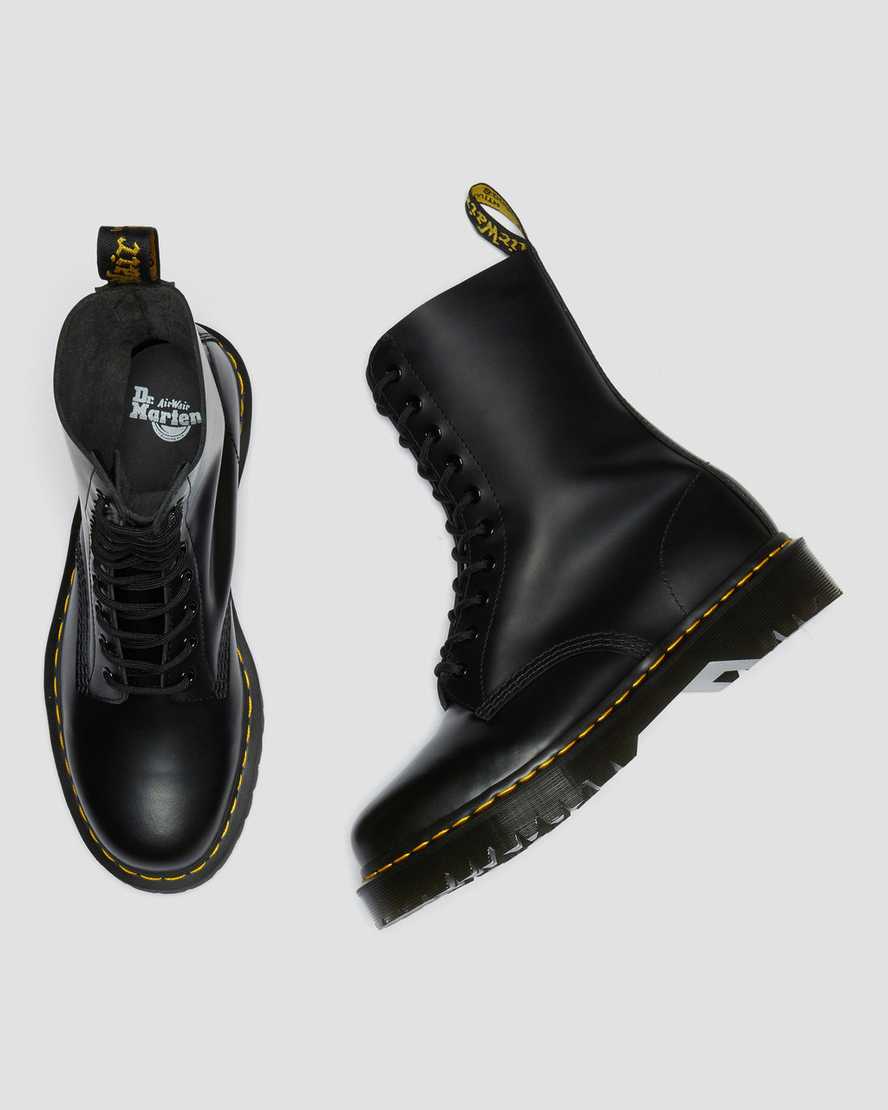 svarta dr martens 1490 bex smooth damstövlar med halva vaden