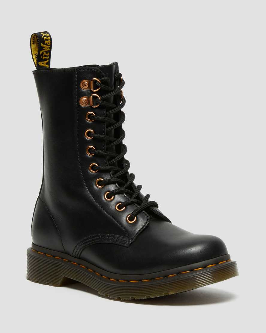 svarta dr martens 1490 rose gold hardware damstövlar med halva vaden