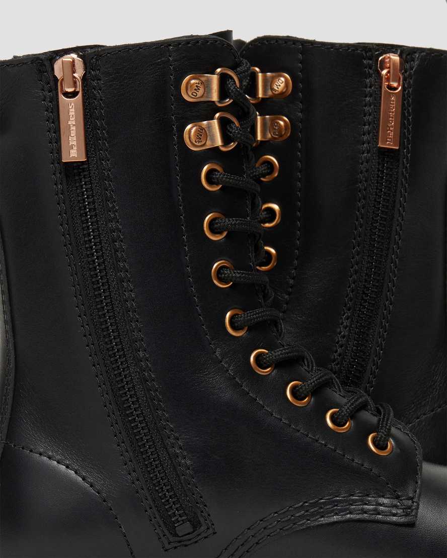 svarta dr martens 1490 rose gold hardware damstövlar med halva vaden