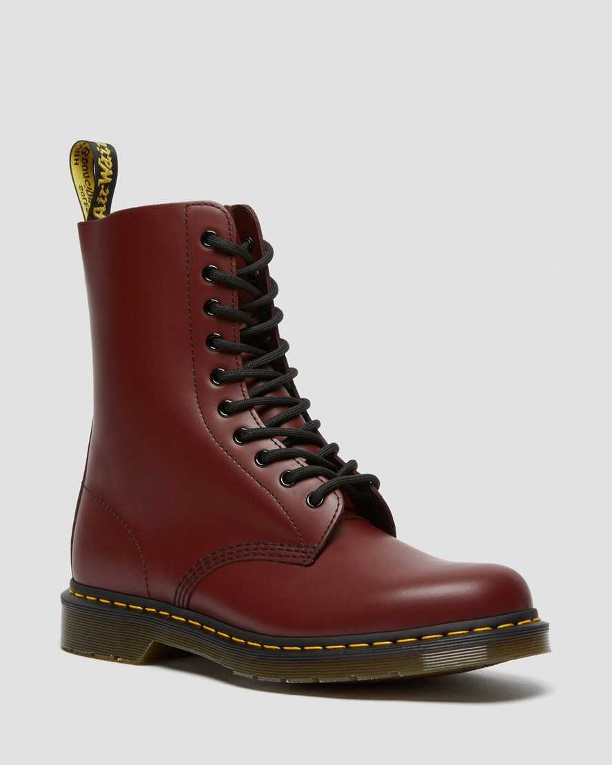 röda dr martens 1490 smooth damstövlar med halva vaden