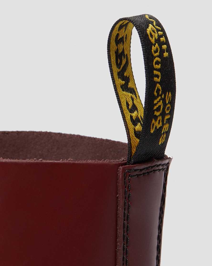 röda dr martens 1490 smooth damstövlar med halva vaden