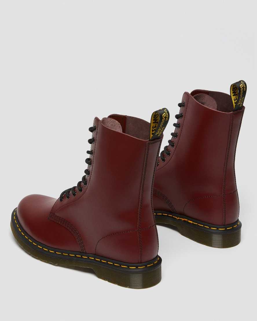röda dr martens 1490 smooth damstövlar med halva vaden