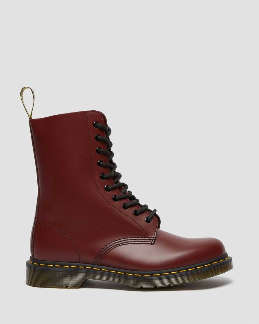 röda dr martens 1490 smooth damstövlar med halva vaden
