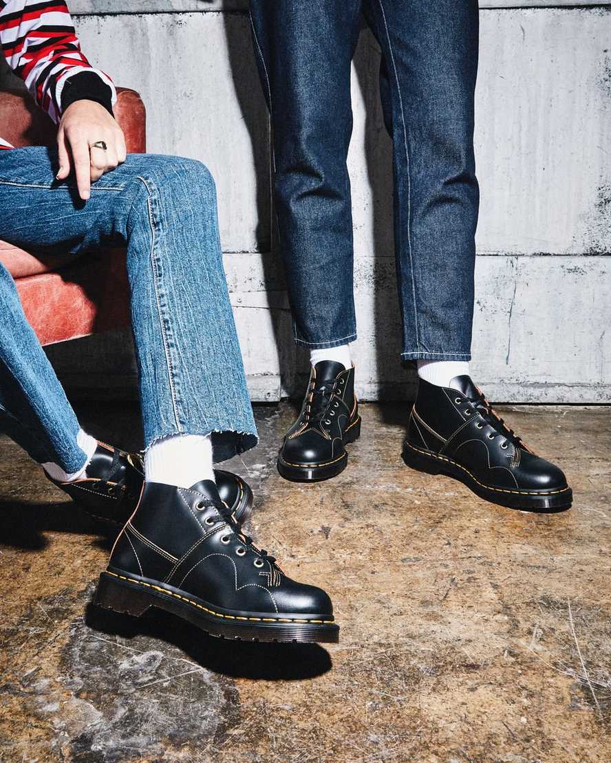 svarta dr martens church vintage dam monkey stövlar