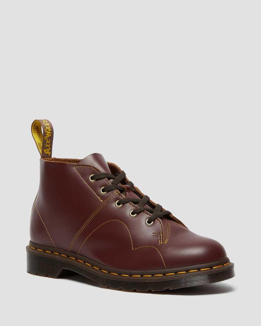 dr martens church vintage monkey stövlar vinröda dam