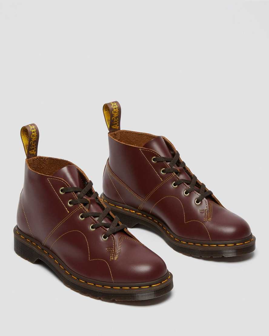 dr martens church vintage monkey stövlar vinröda dam